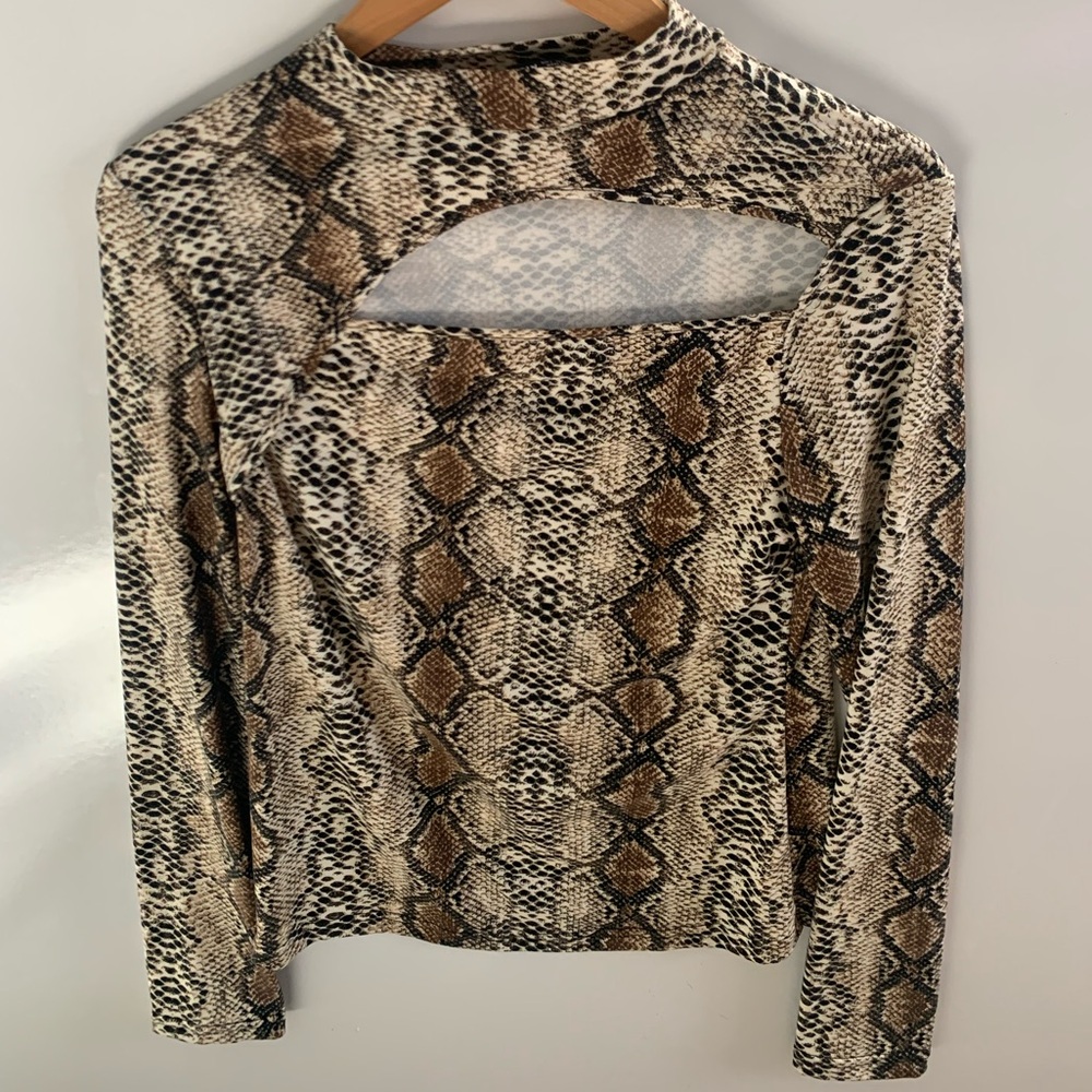 SHEIN Bundle Brown Snake Print Top size L and backless SHEIN body suit size L